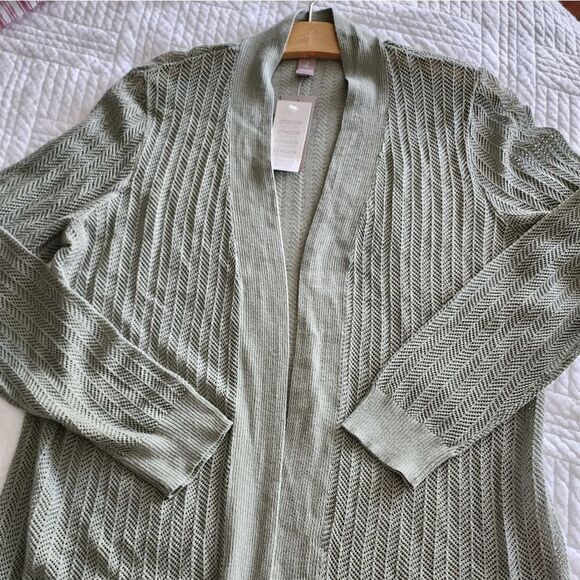 Chico's design vintage light dust moss green cardigan sweater - Picture 6 of 7